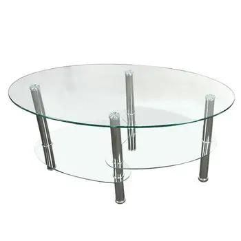 

Dual Fishtail Style Tempered Glass Coffee Table Transparent Easy to assemble side tables furniture living room table.