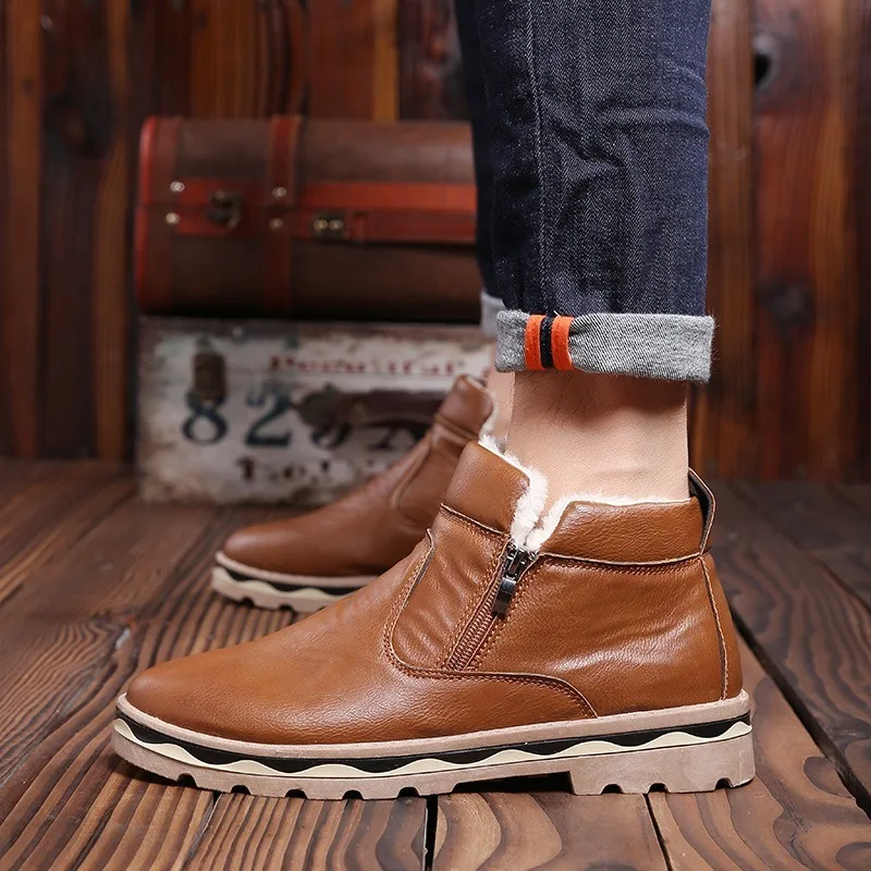 

Snow Boots for Men Casual Martin Boots Korean Version of Fashion Men's Boots and Cotton Leather Men's Shoes Winter Boots S0140