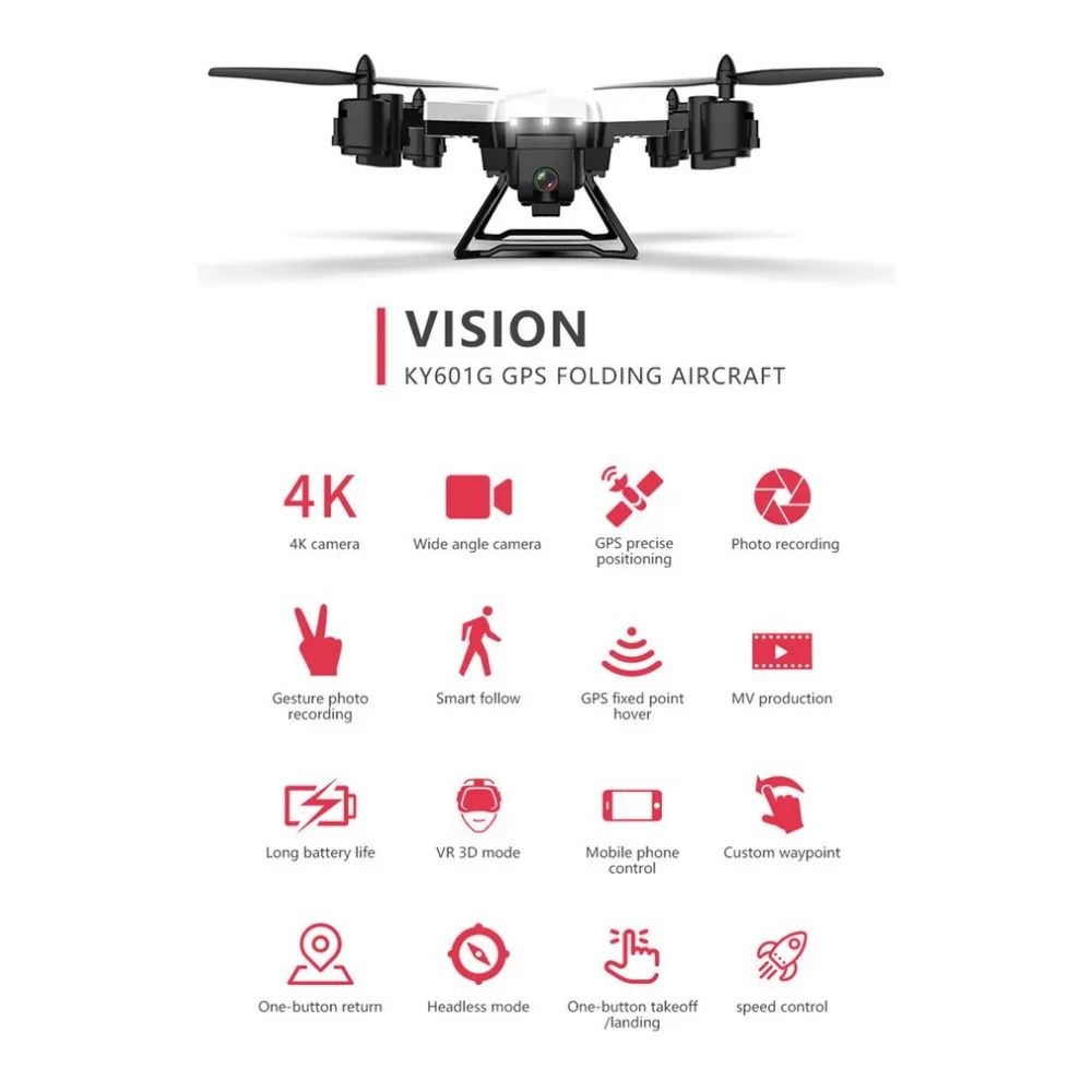 KY601g 5G Дрон с Wi-Fi пульт дистанционного управления FPV 4-осевой GPS игрушечные самолетики складное летательное средство Geature Фото Видео RC самолет