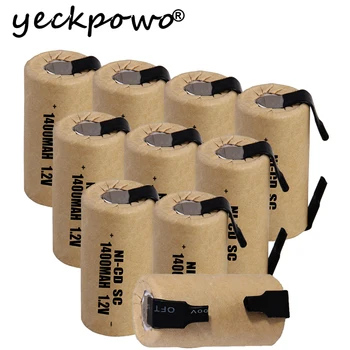 

10 pcs SC battery 1.2V SUBC batteries rechargeable high drain 1400mah with tabs color random