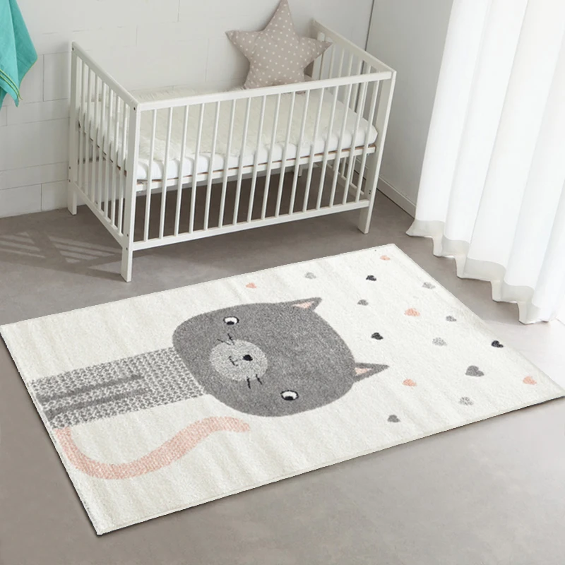 Простой ковер для детской комнаты, милый мультяшный коврик для лазания, ковер для спальни, прикроватный ковер, сетка красного цвета с абзацем