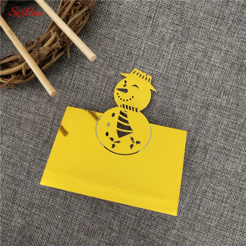 10 шт. Снеговик лазерная резка Детский День Рождения Вечеринка табличка с именем