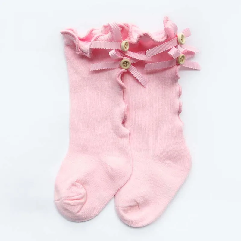 pink 10 пар/партия, детские гольфы с оборками и бантиком, Детские Зимние теплые гетры, детской обуви - Цвет: pink