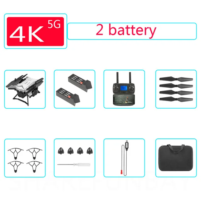 Дрон gps KY601G 4k Дрон HD 5G wifi FPV Дрон полёт 20 минут Квадрокоптер дистанционное управление расстояние 2 км Дрон камера мВ запись - Цвет: 4K 5G 2B White
