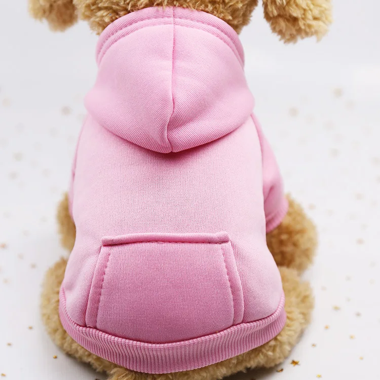 Спортивный свитер для домашних животных на осень и зиму, разноцветная одежда для маленьких собак, одежда для домашних питомцев щенков с капюшоном - Цвет: Розовый