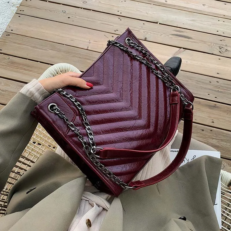 

Large Tote bag 2019 High Quality Leather Women's Designer Handbag High capacity Chain Shoulder Messenger Bag Sac A Main Femme