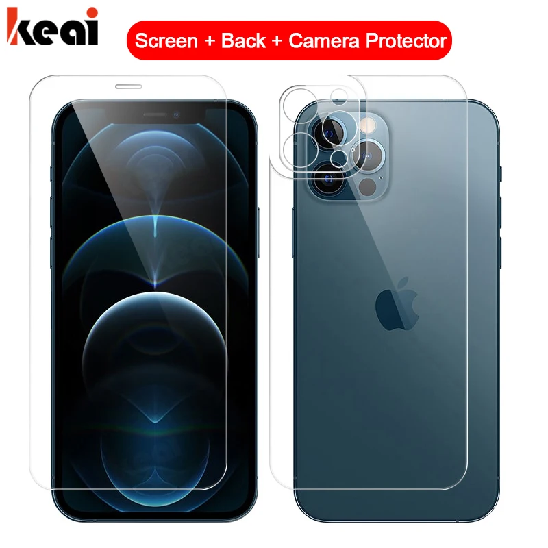 3 в 1 полное покрытие для iPhone 12 Pro MAX Мини защитная экрана пленка Защитная Задняя