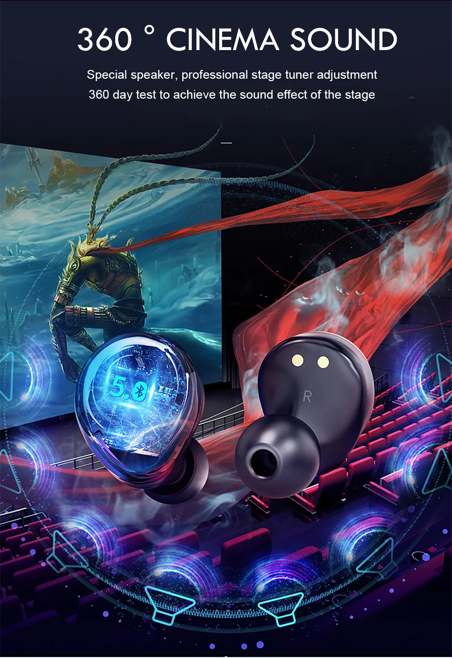 Беспроводные Bluetooth наушники с микрофоном сенсорное управление водонепроницаемые беспроводные наушники с шумоподавлением игровая гарнитура вкладыши