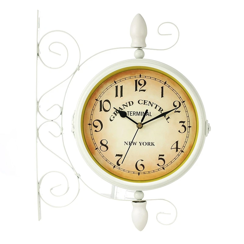 ELEG-1Pcs New European Style Vintage Clock Innovative Fashionable Double Sided Wall Clock Home Bar Decoration