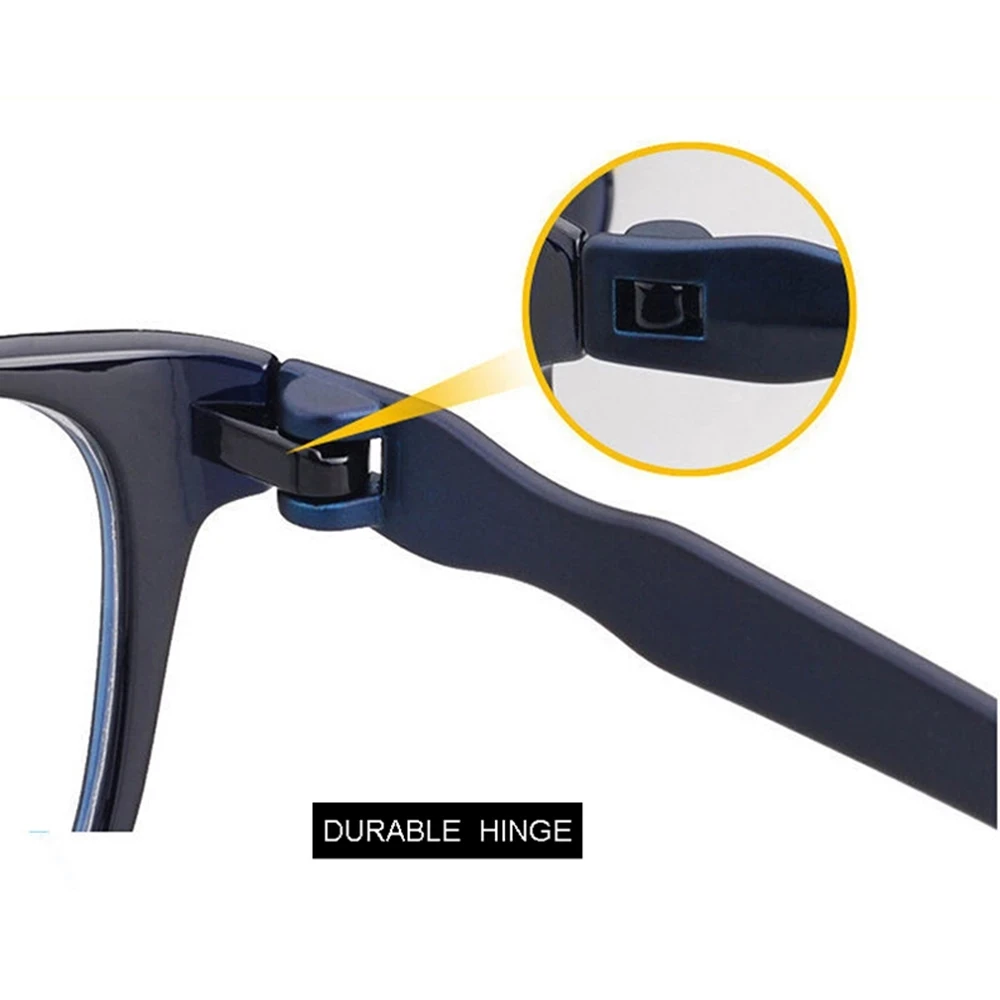IENJOY Blue Light Glasses Square Reading Glasses TR Reading Glasses Men Blue Light Reader Antifatigue Computer Eyewear 1.0-4.0