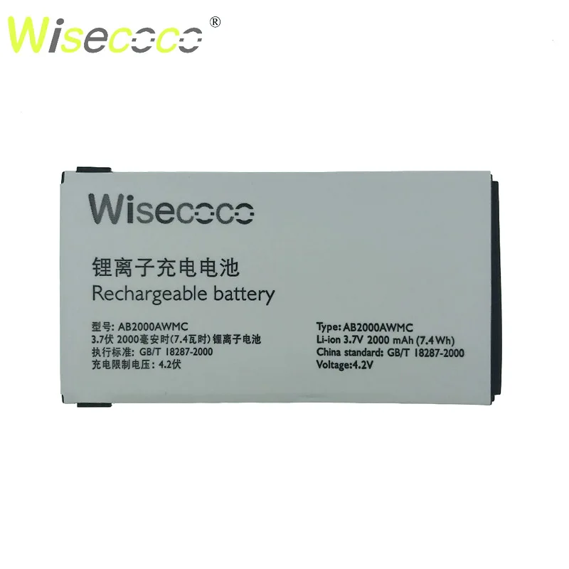 Wisecoco аккумулятор 2000 мАч AB2000AWMC для PHILIPS X130/X523/X513/X501/X623/X3560/X2300/X333 с номером отслеживания - Цвет: 2000mAh