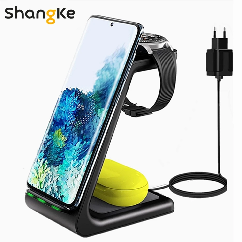 Wireless Charger 3 in 1 Charger Stand Fast Charging Station For Samsung Galaxy S21 Ultra S21 S20 S10 S9 Galaxy Watches and Buds