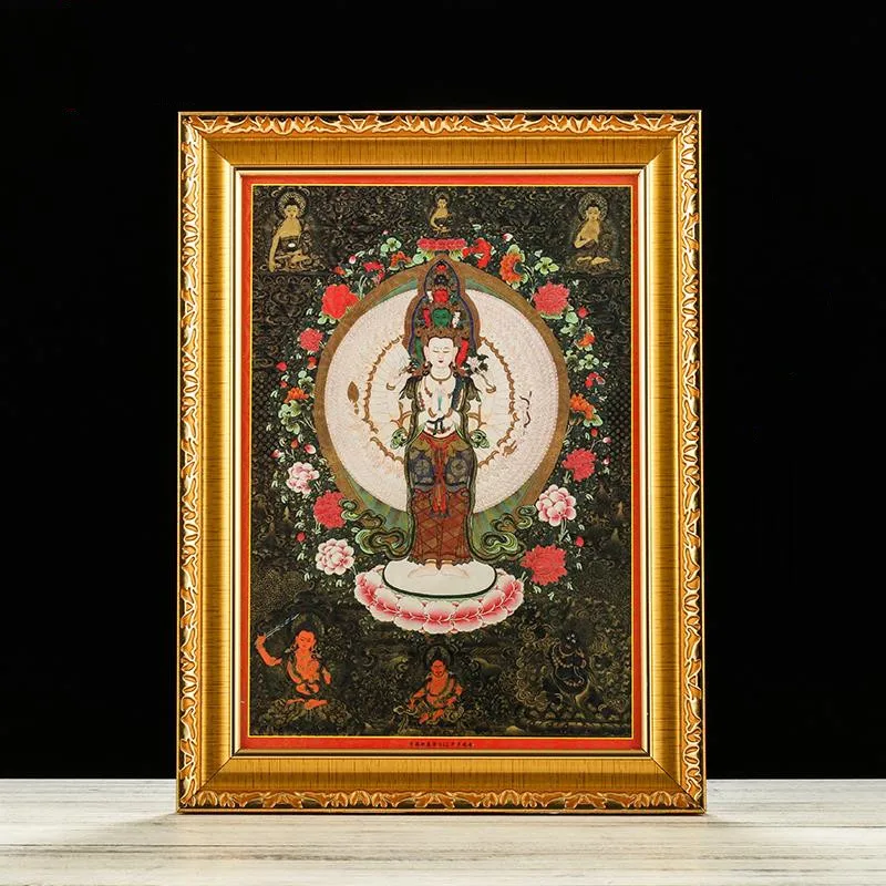 

Tibetan Buddhist supplies, thousand handed Guanyin thangka frame, home decoration, auspicious