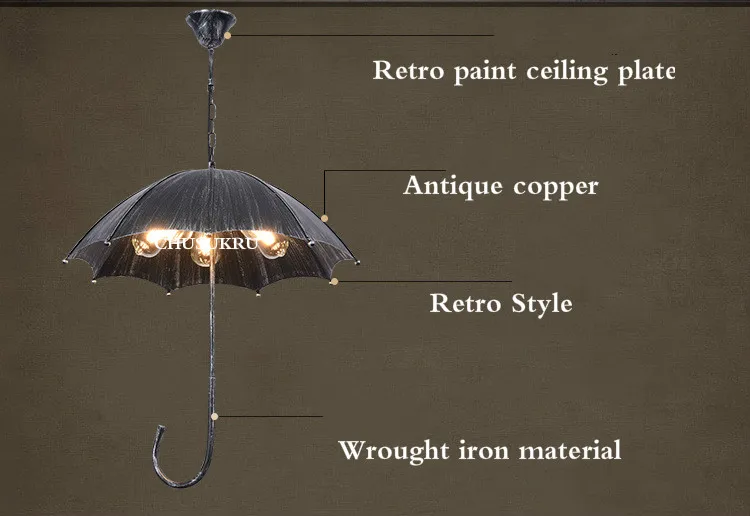 Скандинавская железная люстра Ретро промышленный ветер Лофт люстра в форме зонта ресторан бар кофейня магазин одежды освещение