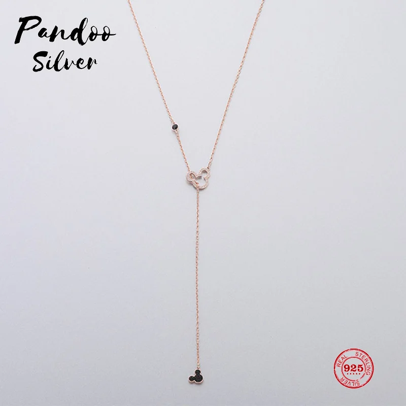 PANDOO Мода Шарм чистый 925 серебро 1:1 копия, милый кулон в виде мыши женские Роскошные Ювелирные изделия Подарки - Окраска металла: Многоцветный
