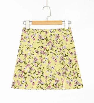 

Summer High Waist Half Skirt Woman Vintage Floral Print Slit Half Skirt Woman