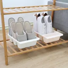 Толстые Пластик 3-grid вертикальной коробка для хранения обуви однотонные Цвет бытовой полка для обуви Органайзер Домашний комбинированный шкаф для хранения обуви