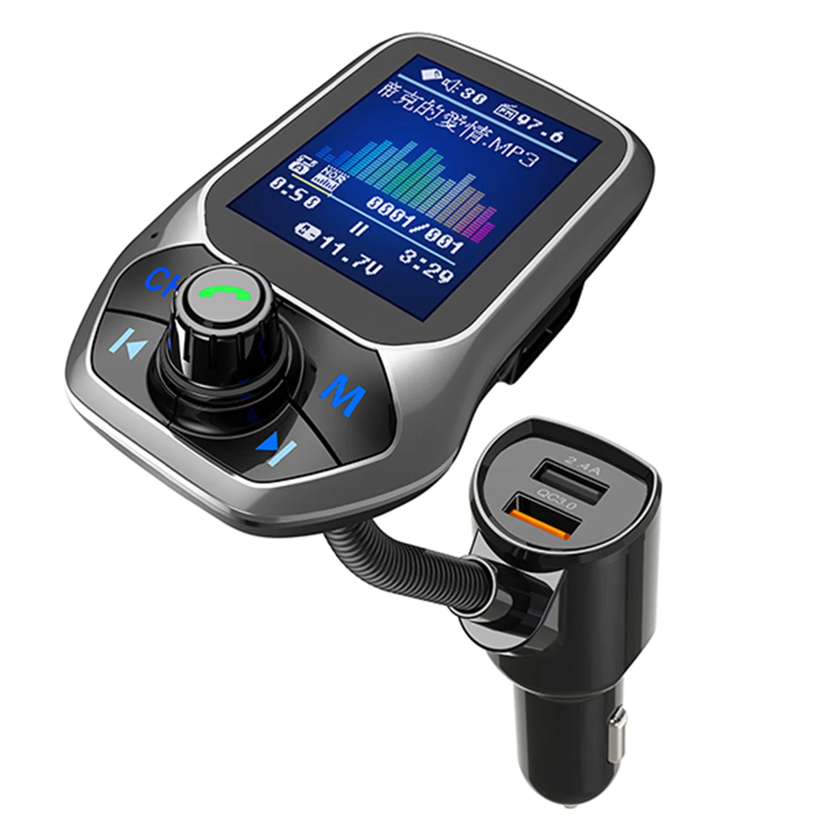 DC 12 V/24 V Быстрая зарядка 3,0 Bluetooth FM передатчик Dual USB Зарядное устройство 1,8 дюймов TFT Экран FM модулятор комплект Автомобильный MP3-плеер