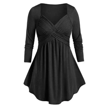 

Women Dress Women Casual Plus Size Marled Sweetheart Collar Space Tunic Flare Shirt Solid Tops Female Streetwear Dresses #BL4