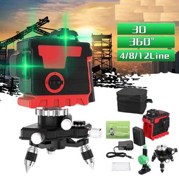 

Laser Level 3D 12 Green Line Self-leveling and Manual Two Mode 360°no Dead Angle Lithium Battery with Sound Warning Laser Level
