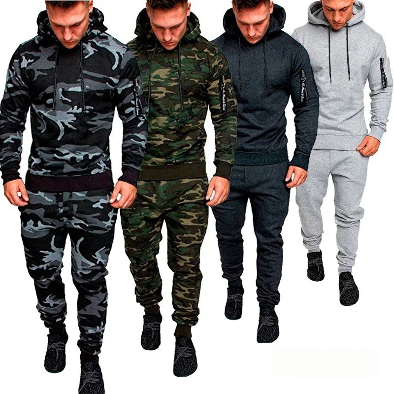 Tracksuit Men CamouflageTwo Pieces Set Hoodies +pants Sweatshirt With Hoody Sportswear Causal Mens Clothing Male Ropa Hombre Tracksuit Men CamouflageTwo Pieces Set Hoodies +pants Sweatshirt With Hoody Sportswear Causal Mens Clothing Male Ropa Hombre