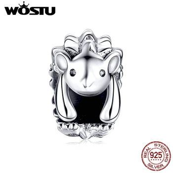 

WOSTU 100% 925 Sterling Silver Hedgehog Beads Aninal Charm Fit Original Bracelet PenBNnt Necklace Jewelry Accessories BKC1420