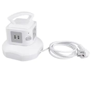 

PC+ABS Smart Anti-Thunder Overload Protector 3-Outlet with 2-USB Ports Socket Surge Protected Power Strip Socket EU Plug