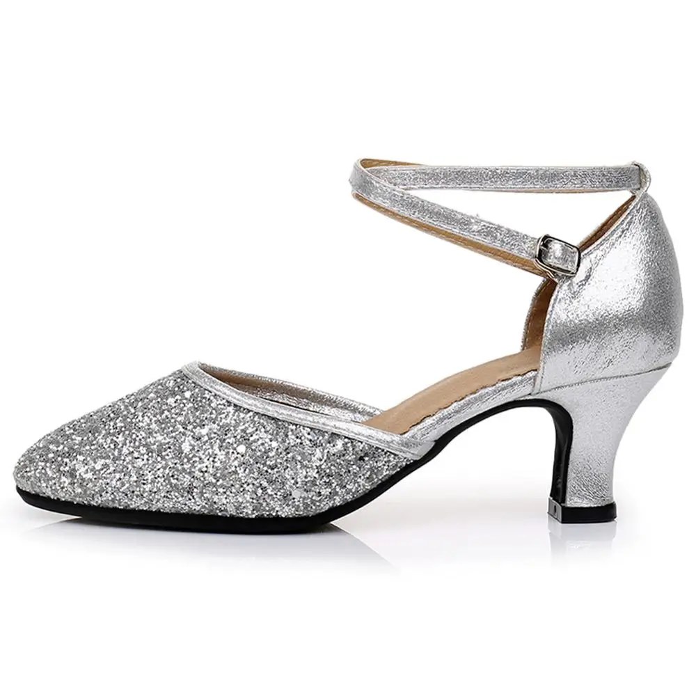 Новые брендовые бальные танцы Сальса Танго латинские танцевальные туфли для девочек Женская бальная Современная Сальса туфли для латинских танцев резиновая подошва - Цвет: Silver  5.5cm