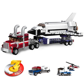 

3140 341Pcs City 3 In 1 Creator Helicopter Shuttle Transporter Truck Building Block Toys Technic 31091 Gift For Children
