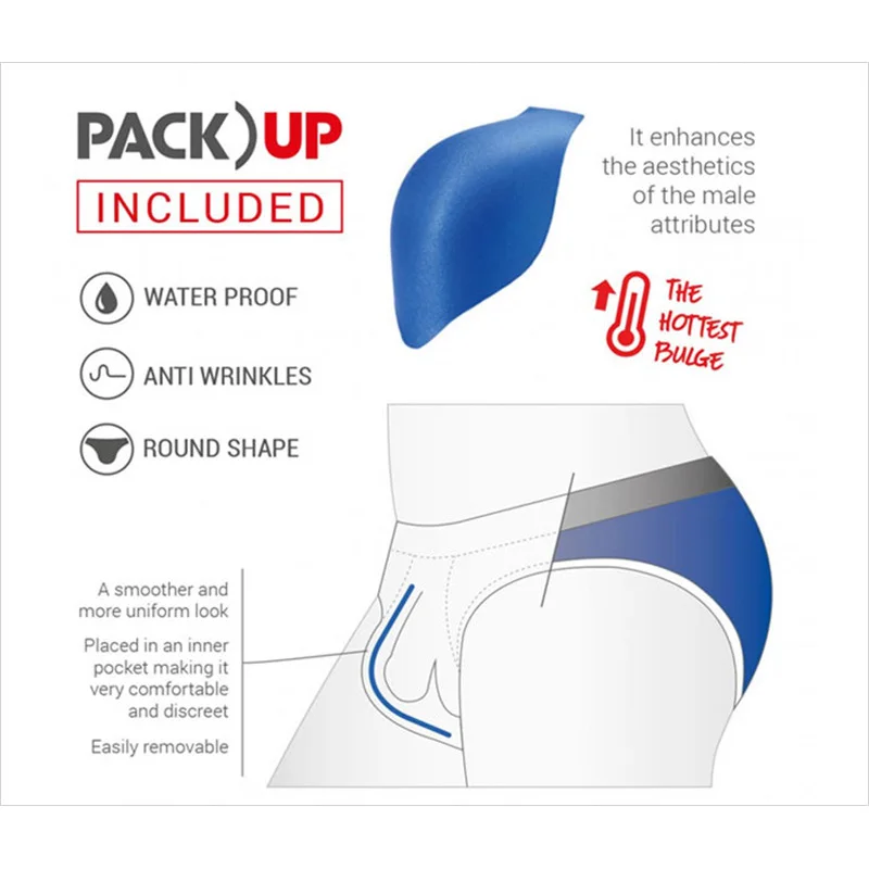 Новые мужские трусы с низкой талией для плавания пуш апом и принтом сексуальный