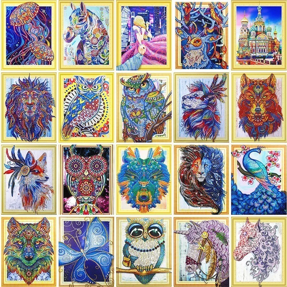 HUACAN-5D-DIY-Special-Shaped-Diamond-Painting-Cross-stitch-Diamond-Embroidery-Animals-Picture-Of-Rhinestones-Home