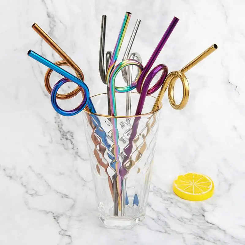 Stainless Steel Drinking Straw Reusable Portable Beverage Coffee Straw And Cleaning Brush,Unbreakable Juice Tumbler Drink Cup
