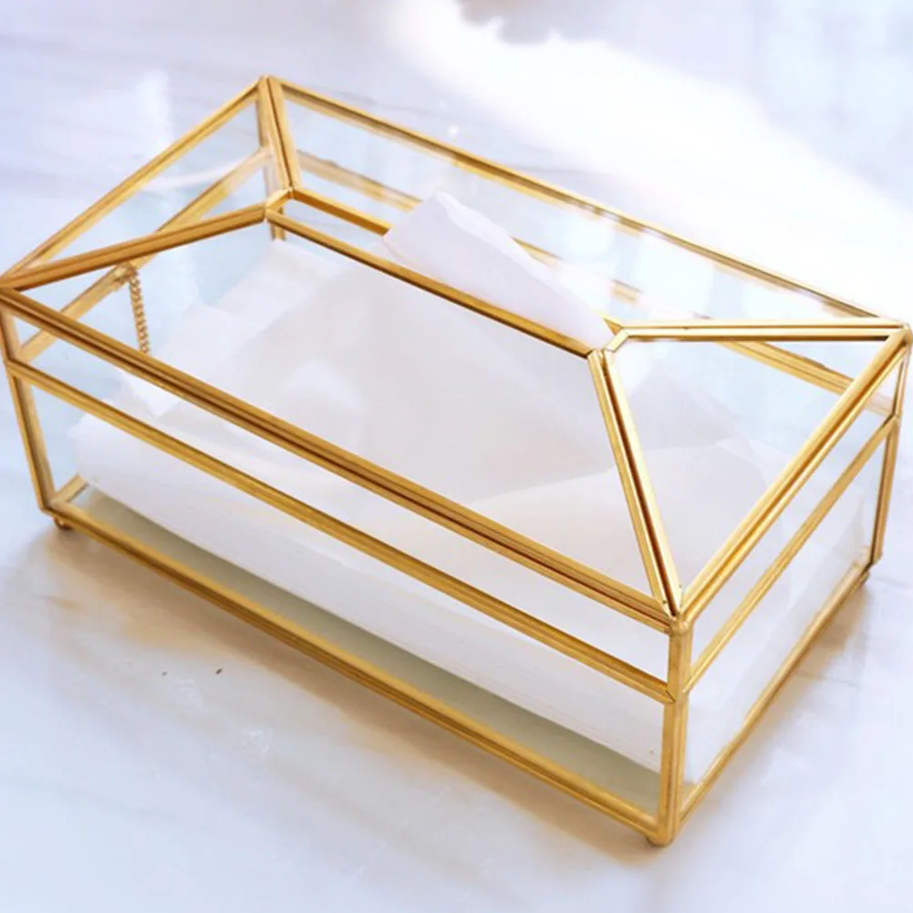 Прямоугольная практичная коробка для салфеток Ресторан Держатель зеркало стекло кухня водонепроницаемый офис Европейский стиль ванная комната декоративные - Цвет: A