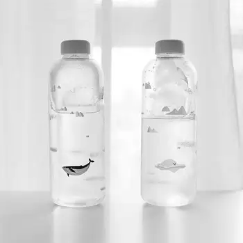 

1000ml Creativity Large Capacity Glass Water Bottle Outdoor Portable Lovely Cartoon Drink Bottle