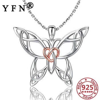 شراءYFN 925 فضة فراشة عقدة قلادة القلائد 925 سلاسل فضية هدية تخرج عيد الأم هدية المرأة قلادة 2020