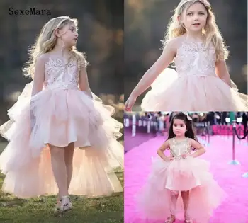 

Baby Infant Toddler Pageant Clothes Flower Girl Dress Lace Beaded Top Girl Birthday Dress Pink White Ivory