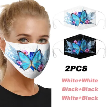 

1/2PCS Non-woven fabric Windproof Foggy Haze Protective masker Pretty butterfly pattern Breathable maske Adult Child mascherina