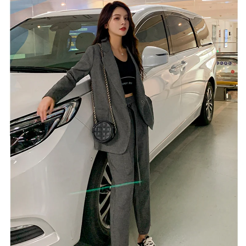 2020 autumn new fashion temperament two-piece suit trouser suit female British trend