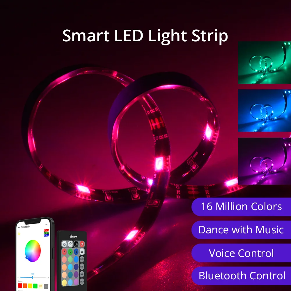 Smart LED Strip Light SONOFF L2 RGB Bluetooth-compatible eWelink APP Voice Conrtol Works with Alexa Waterproof Dance with Music