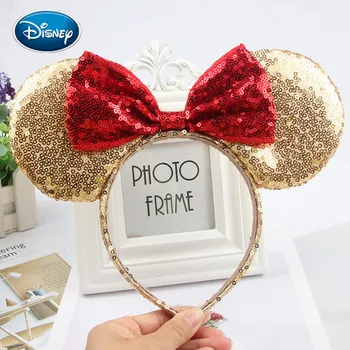 

Disney Girl Headwear Minnie Mickey Ears Headband Hair Accessories Hairband Christmas Sequin Hair Bows for girls women gift