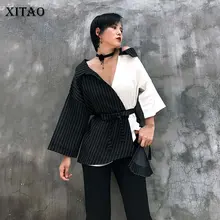 XITAO платье в полоску с открытыми плечами блузка женская хит цвета