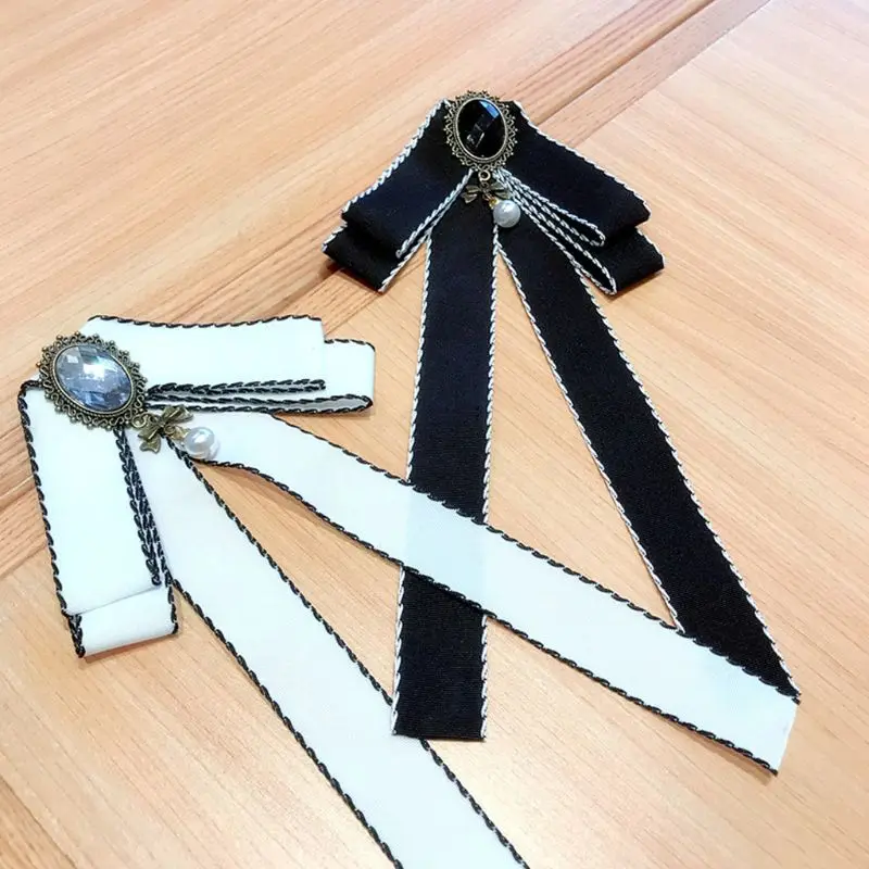 Женский ленточный галстук-бабочка, Полная ручная работа, античный сплав, Имитация кристаллов, ювелирная брошь, булавка, галстук, высокое качество и бренд