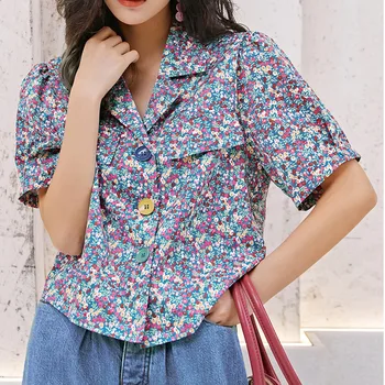 

XUXI 2020 Women Summer Shirt New Green Fruit Short Sleeve Top Floral Floral Sleeve Shirt Blouse Womens Tops And Blouses FZ1330