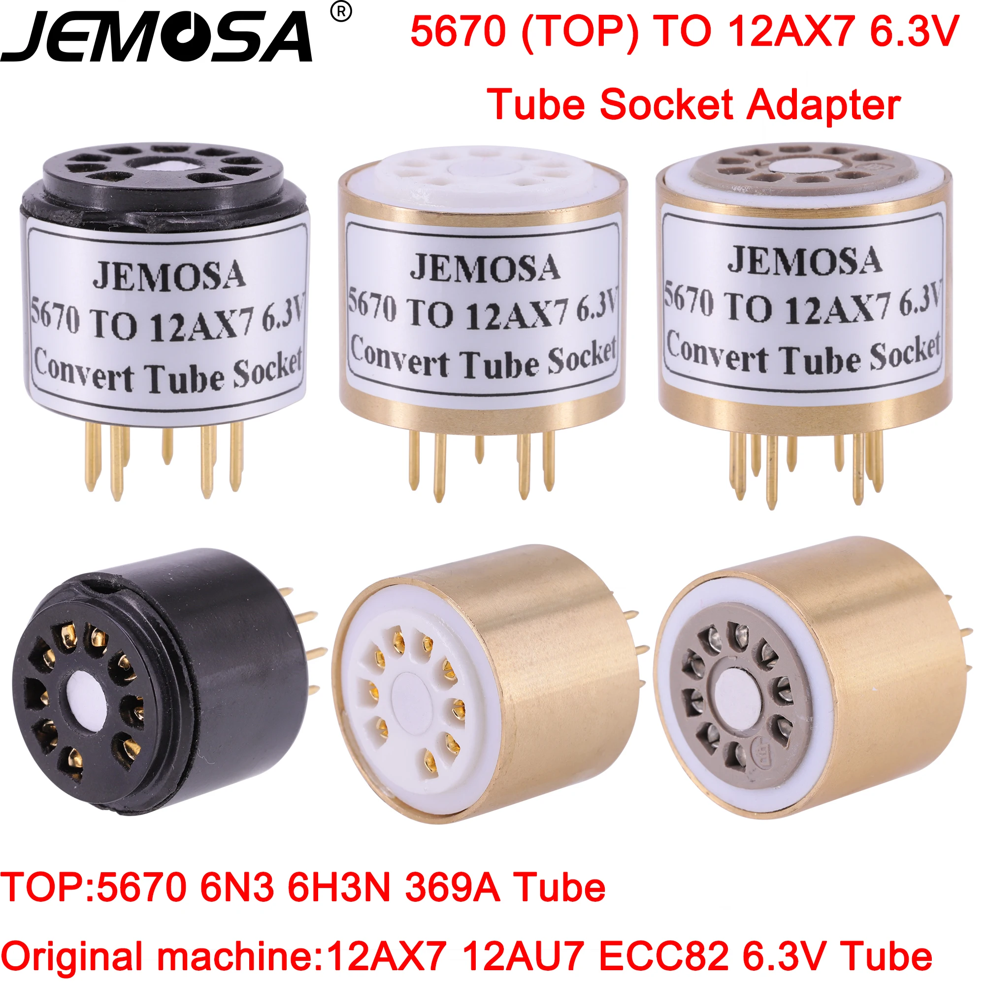 

1PC 6N3 5670 TO 12AX7 12AU7 ECC82 ECC83 6.3V DIY Audio Amplifier Vacuum Tube Convert Socket Adapter HIFI