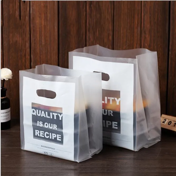 white square 50 шт прозрачный пластиковый пакет с ручкой для упаковки пищевых продуктов вечерние пакеты для выпечки - Цвет: white square