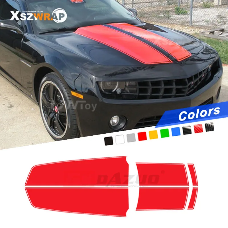 Для-Chevrolet Camaro гоночные полосы Углеродные красные Переводные картинки Chevy капот