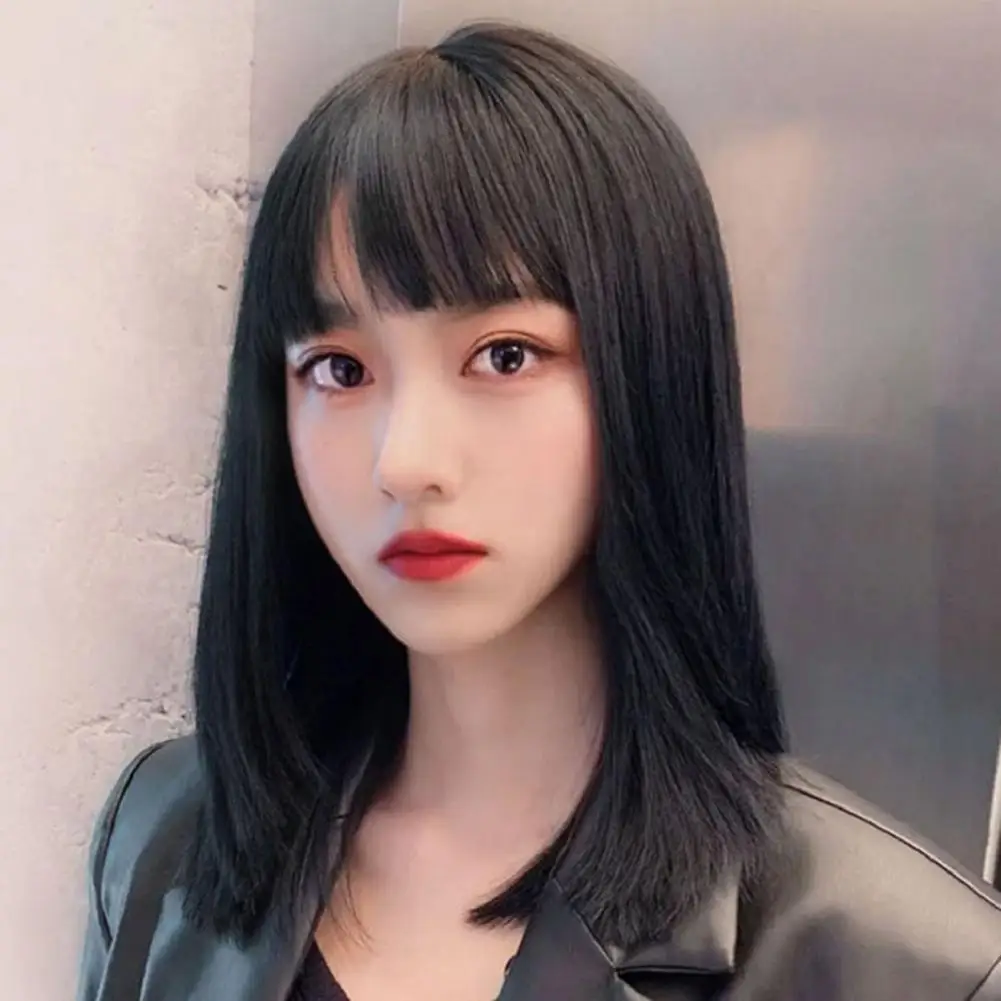 

Прямой женский парик Jisheng, парик из натуральных волос, синтетические парики, короткие прямые парики с челкой, женский парик