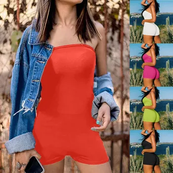 

2020 New Sexy Women Sleeveless Romper Jumpsuit Bodycon Bodysuit Slim Fit Sports Short Club Backless Biker Shorts Playsuit#y5