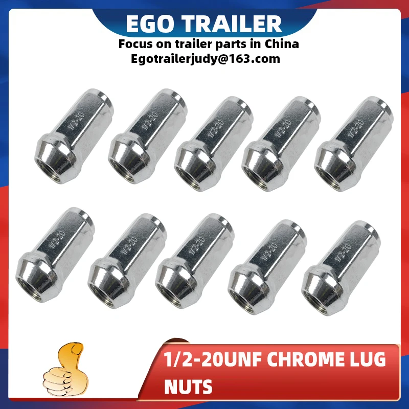 

EgoTrailer 10PCS x 1/2" inch UNF Chrome wheel nuts Car, Trailer, SUV, 4WD Caravan Lug Nuts