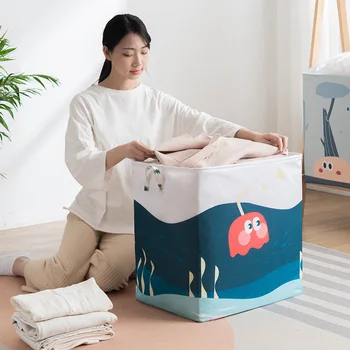 

Large Capacity Fabric Storage Basket Foldable Storage Box Dirty Clothes Buggy Bag Cotton and Linen Drawstring Top Storage Basket